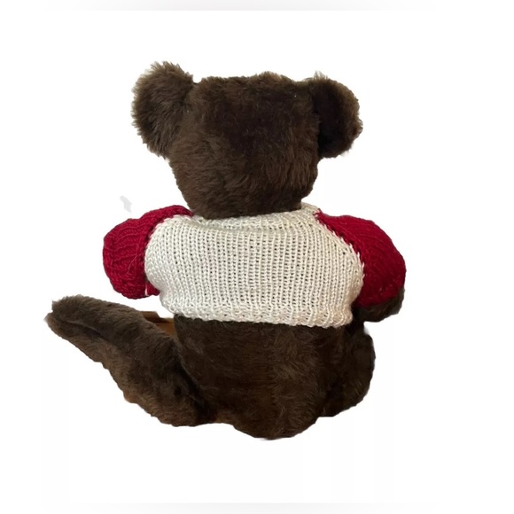 Vtg Holiday Teddy Bear Chocolate Brown Fully Jointed Posable 12”-22” Christmas - Picture 8 of 11